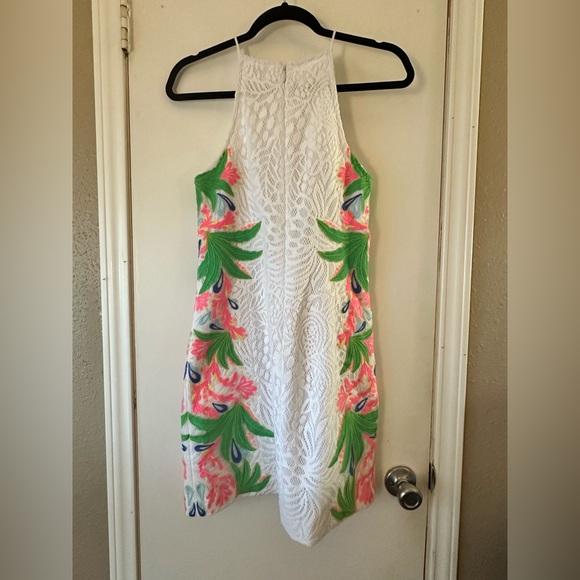 Lilly Pulitzer White Dress with Green and Pink Floral Accents - Picture 2 of 4